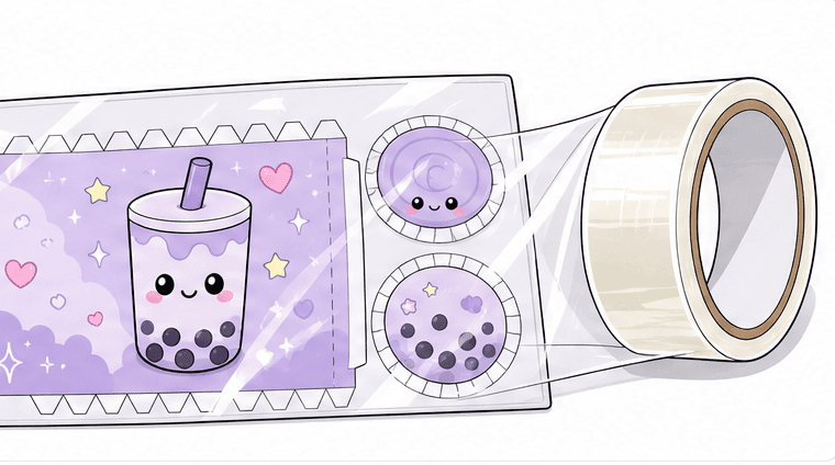 Kawaii Taro Boba Bubble Tea (Silindir Formu) Paper Squishy Yapımı - 3. Adım: Parlak Bardak Zırhı: Şeffaf Bantla Kapla ✨ Kağıt Sukuşi Yapım Aşaması