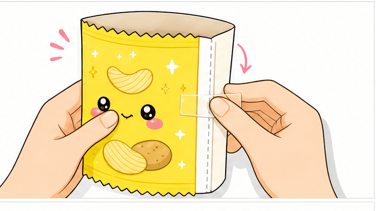 YAY'S Çıtır Cips Paketi Paper Squishy Yapımı - 6. Adım: Yan Kulakçığı Katla ve Kese Yap 📦 Kağıt Sukuşi Yapım Aşaması