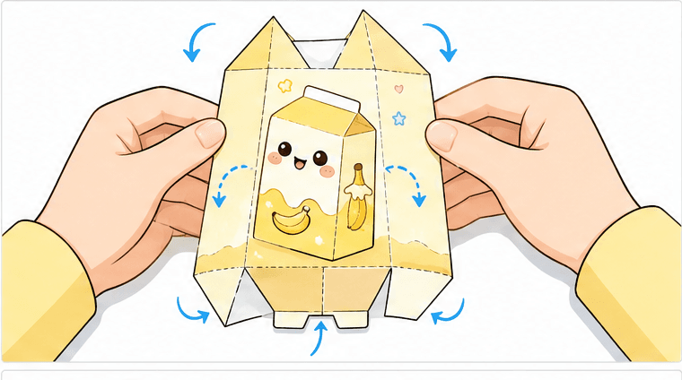 Pastel Muzlu Süt Kutusu (Gable Box) Paper Squishy Yapımı - 5. Adım: Cetvelle Katlama Çizgilerini Kır 📐 Kağıt Sukuşi Yapım Aşaması