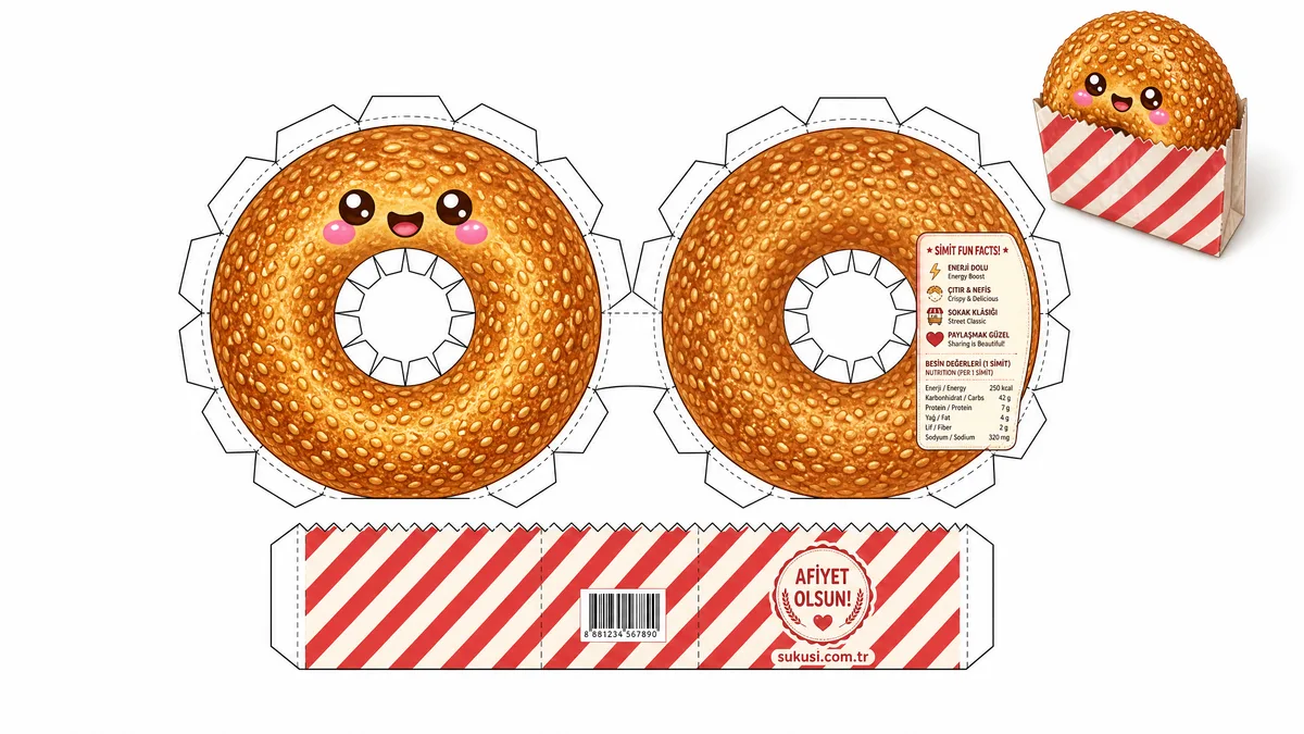 Çıtır Susamlı Sokak Simiti Paper Squishy Yapımı - Renkli A4 Baskı Şablonu Önizleme