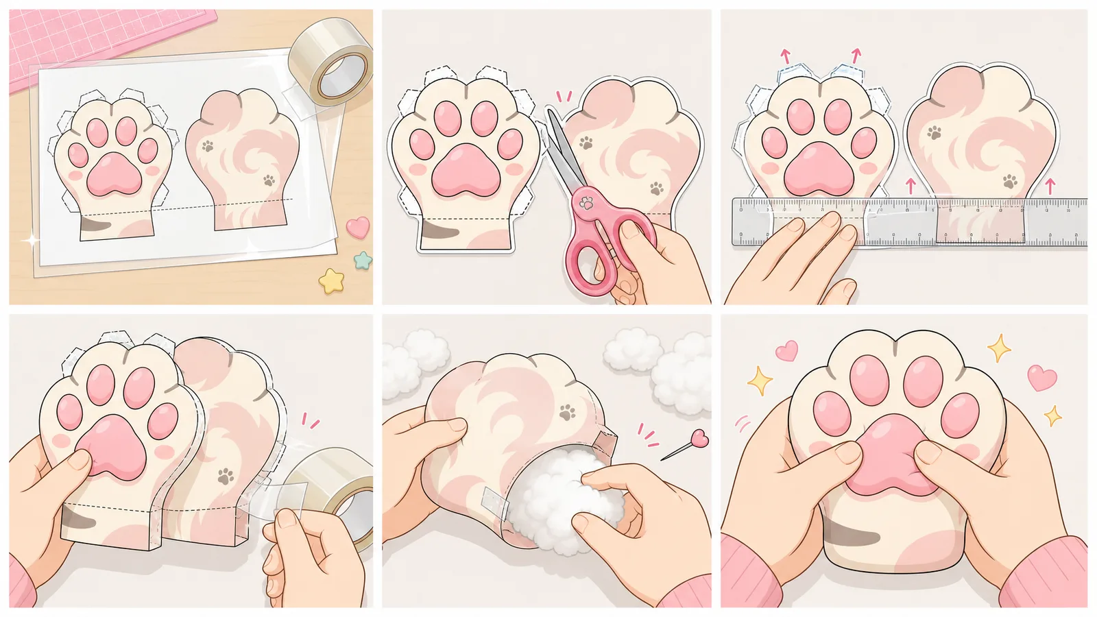 Minnoş Kedi Patisi Paper Squishy Yapımı - 6 Adımlı Görsel Katlama ve Montaj Kılavuzu