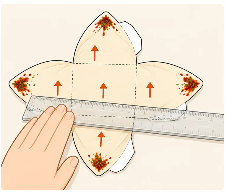 Sevimli Mantı Sukuşi Paper Squishy Yapımı - 3. Adım: Kare Tabanı ve Kanat Çizgilerini Cetvelle Katla 📐 Kağıt Sukuşi Yapım Aşaması