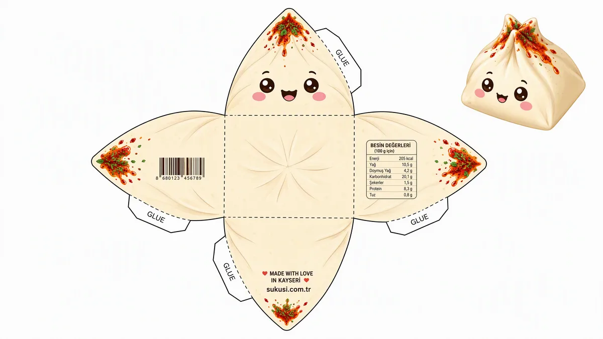 Sevimli Mantı Sukuşi Paper Squishy Yapımı - Renkli A4 Baskı Şablonu Önizleme