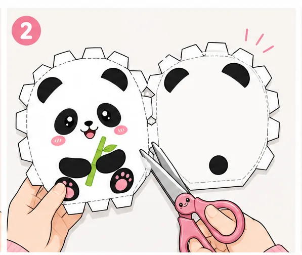 Sevimli Mochi Panda Paper Squishy Yapımı - 2. Adım: Panda Gövdesini ve Kulakçıkları Hassasça Kes ✂️ Kağıt Sukuşi Yapım Aşaması