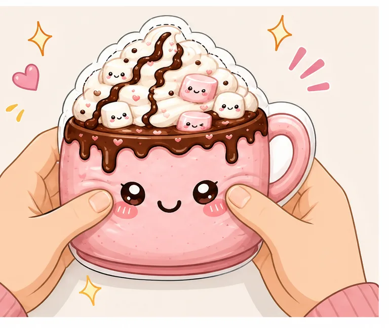 Marshmallowlu Sevimli Sıcak Çikolata Kupası Paper Squishy Yapımı - 6. Adım: Barkoddan Mikro Delik Aç & Sıcak Çikolatanı Sık! 🎉 Kağıt Sukuşi Yapım Aşaması
