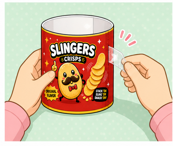 Slingers Orijinal Cips Kutusu Paper Squishy Yapımı - 4. Adım: Silindir Gövdeyi Yuvarla & Dikey Dikişi Bantla 🥔 Kağıt Sukuşi Yapım Aşaması