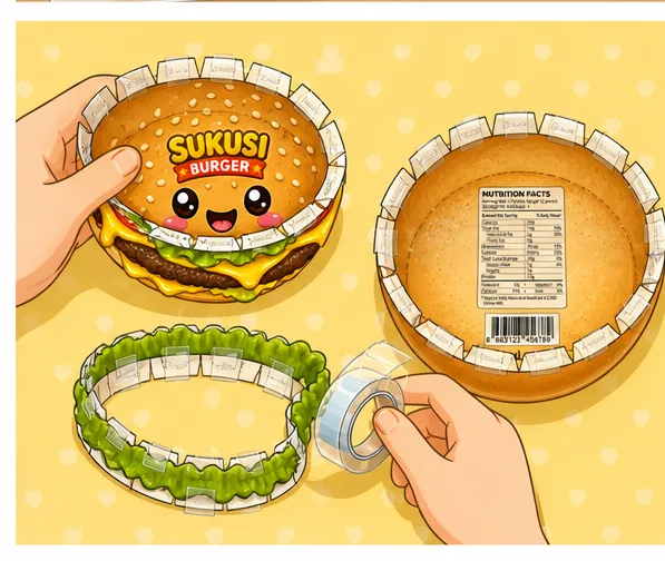 Sukusi.com Cheeseburger Paper Squishy Yapımı - 4. Adım: Üst Ekmek ve Alt Ekmeği Birleştirip Kenarları Bantla 🍔 Kağıt Sukuşi Yapım Aşaması